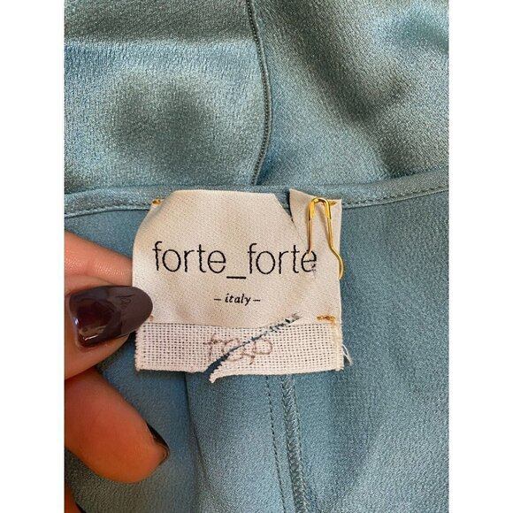 FORTE Forte New Aqua Marine Tank Top Women BNWOT Silk Blend Ruffles - Picture 6 of 8